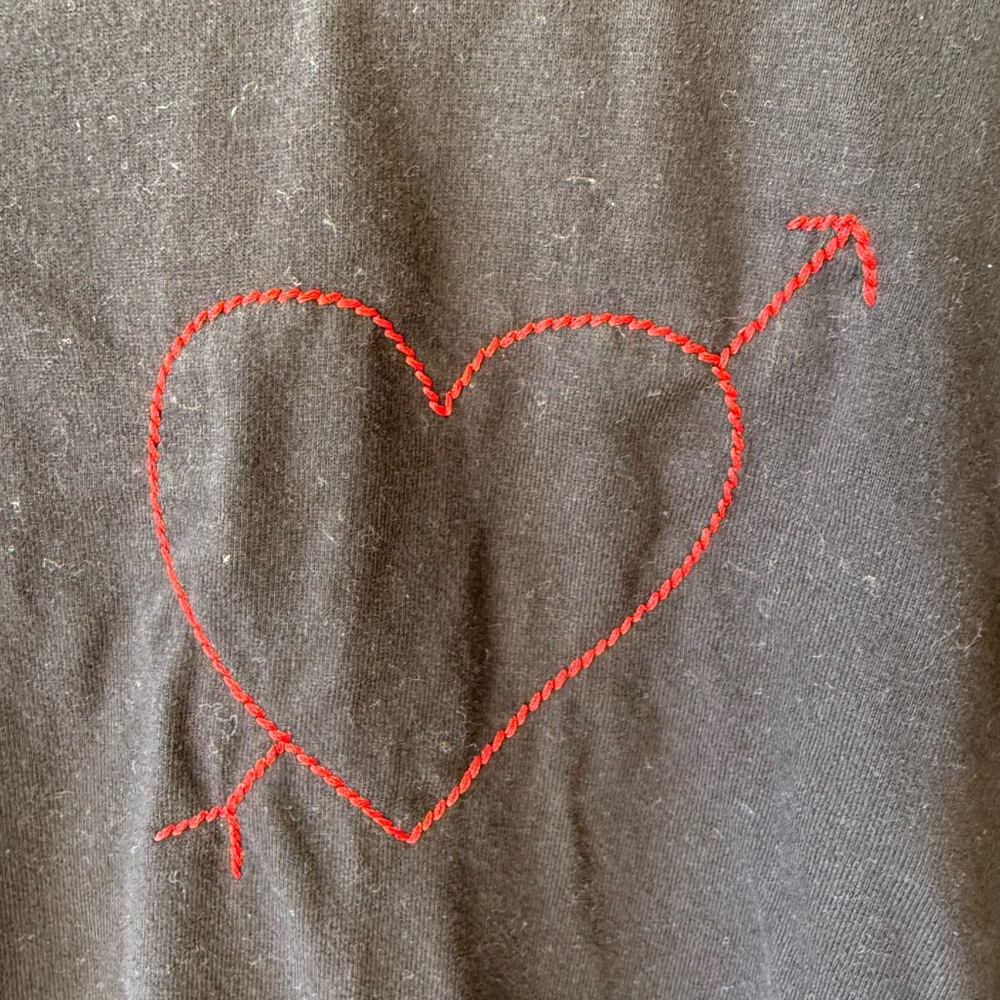 Lingua Franca Black Shirt with Red Heart Embroidery Size L - Picture 5 of 6